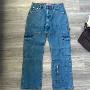 Edikted Blue Cargo Jeans